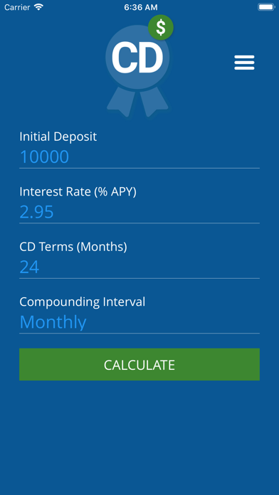 Certificate of Deposit Calc Screenshot