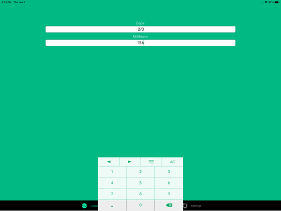 Milliliters To Cups iPad screenshot 2 - Utilities app