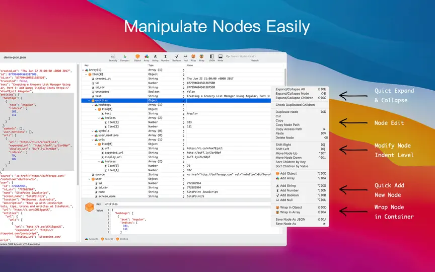 Captura de pantalla de Power JSON Editor en iPhone 6