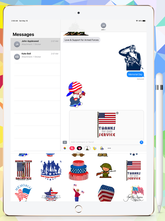 Memorial Day HD Stickers iPad screenshot 4 - Stickers app