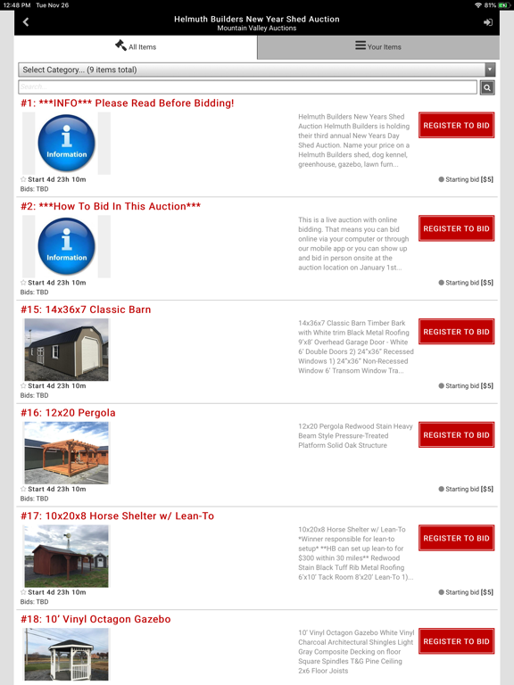 Mountain Valley Auctions iPad screenshot 4 - Business app