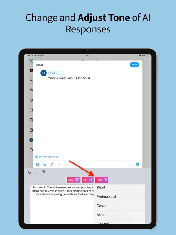 AI Keyboard Chatbot iPad screenshot 3 - Productivity app