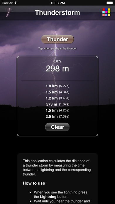 Thunderstorm Calculator Screenshot