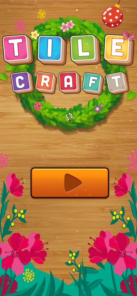 Tile Craft - Triple Crush - Experience the app's serene main menu, featuring the distinctive 'Tile Craft' logo and an inviting 'Play' button, setting the stage for a relaxing puzzle adventure.