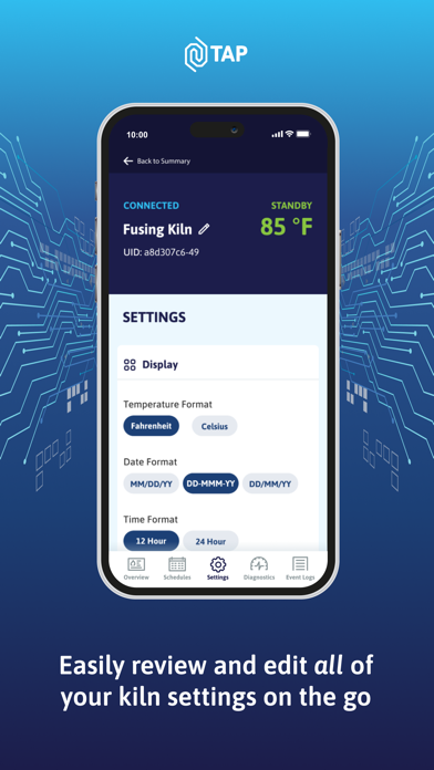 TAP Kiln Control Mobile Screenshot