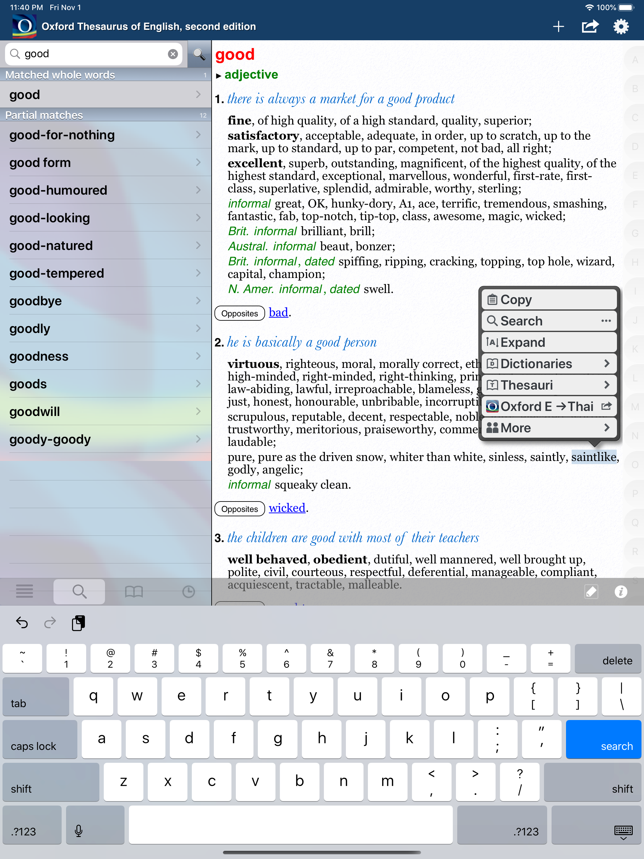Oxford Thesaurus of English 2 screenshot 11