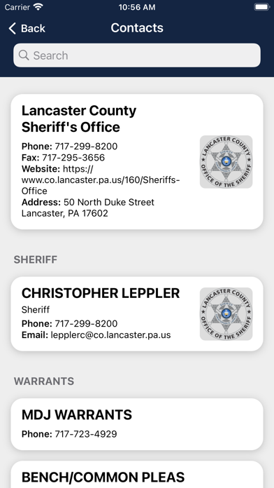 Lancaster County (PA) Sheriff Screenshot