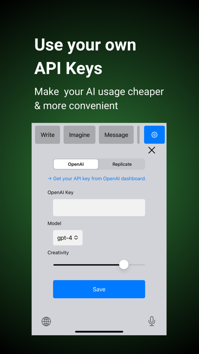 AI chat & AI art: X Keyboard Screenshot