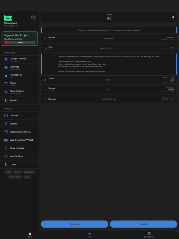 Nautilus - NANO Wallet iPad screenshot 2 - Finance app