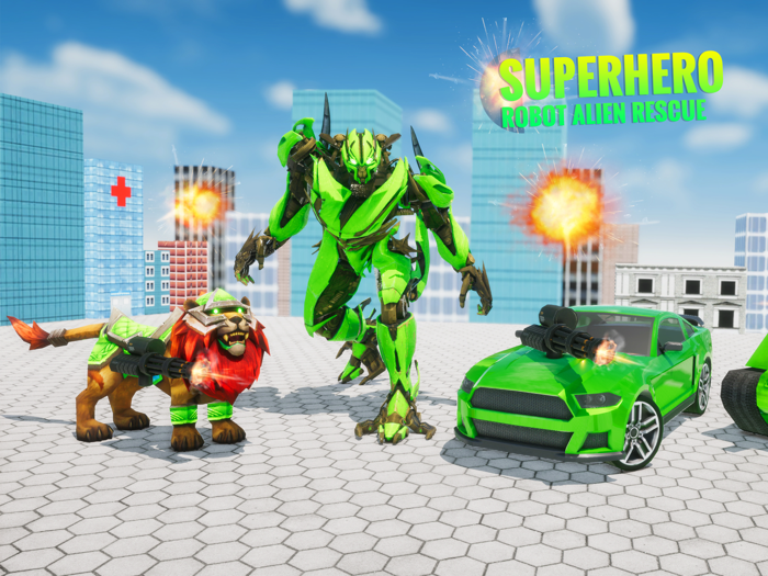 Superhero Robot Alien Rescue