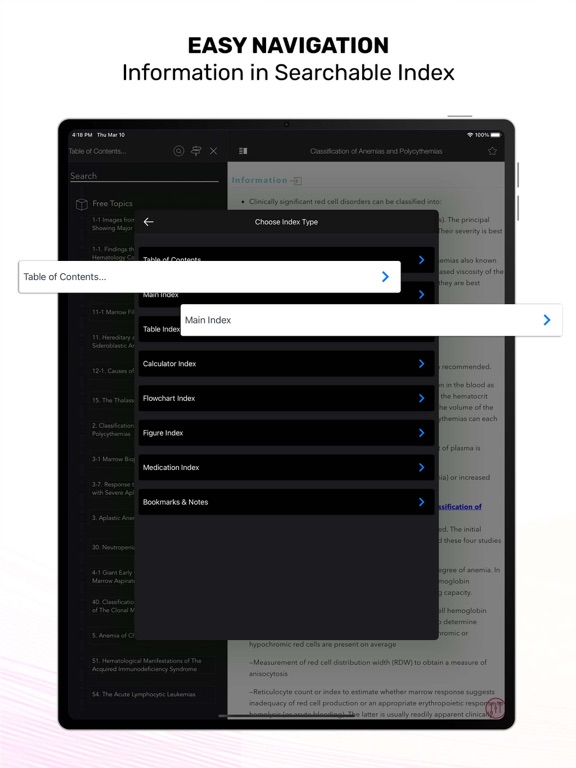 Williams Manual of Hematology iPad screenshot 6 - Medical app