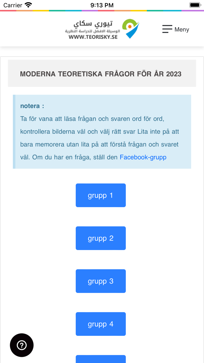 Teori B körkort - Svenska