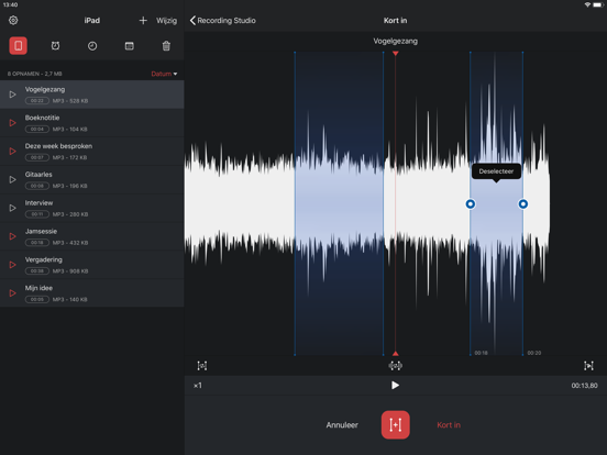 Dictafoon Pro - Geluid Opnemen iPad app afbeelding 3