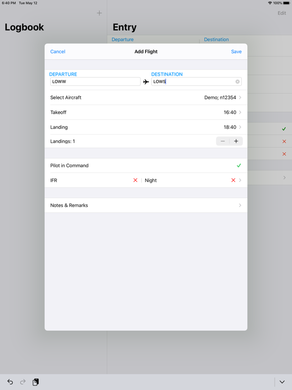 Screenshot #5 pour SkyPilot 3 - Flight Logbook