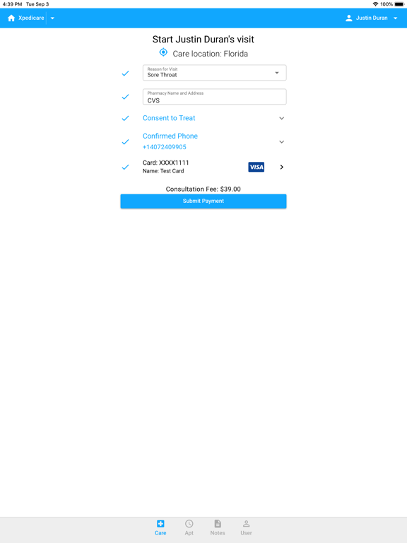 XpediCare Urgent Care iPad screenshot 2 - Medical app