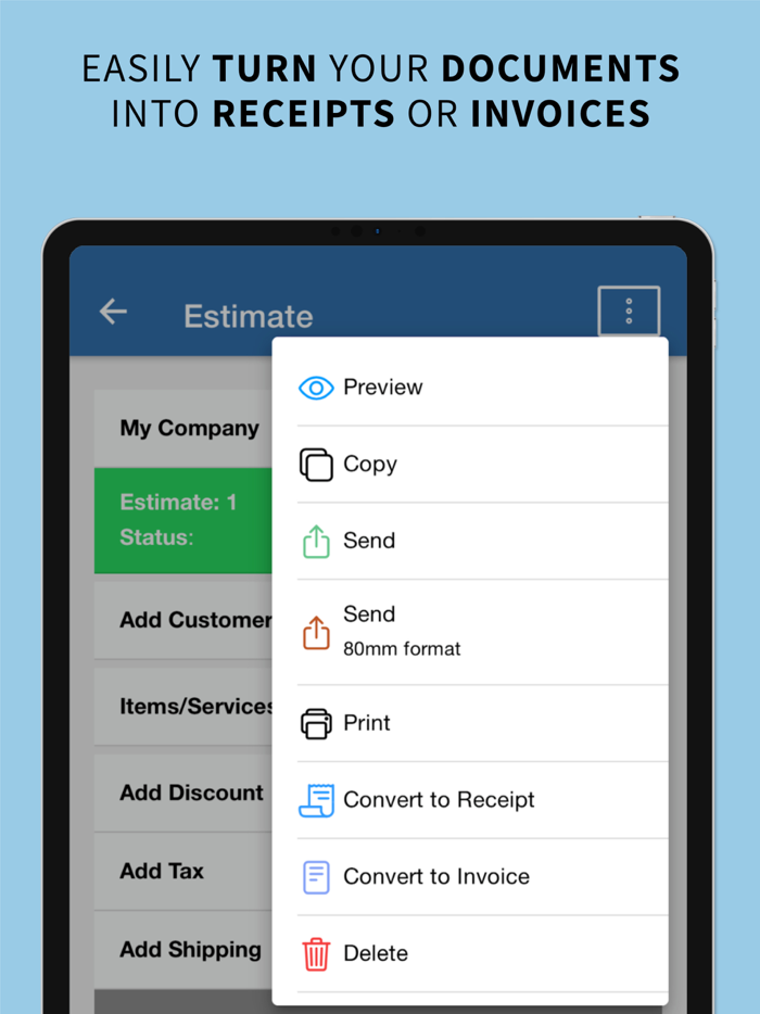 Receipt Invoice and Estimate