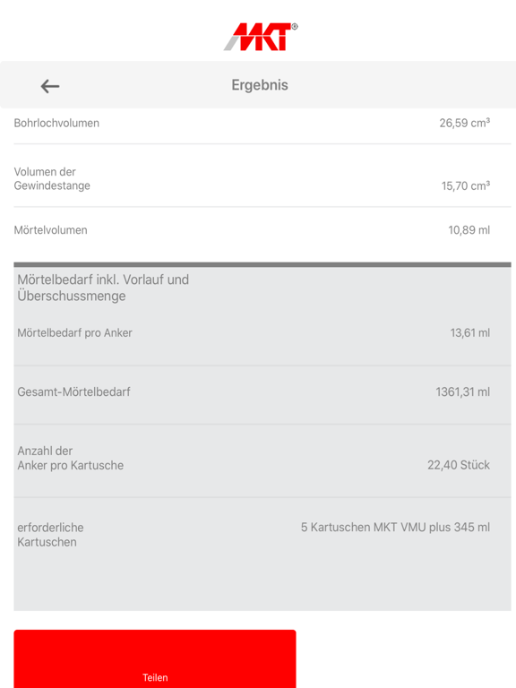 Screenshot #6 pour MKT Mörtelvolumen