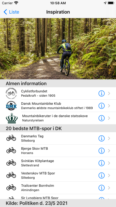 Mountainbikeruter i Danmark Screenshot
