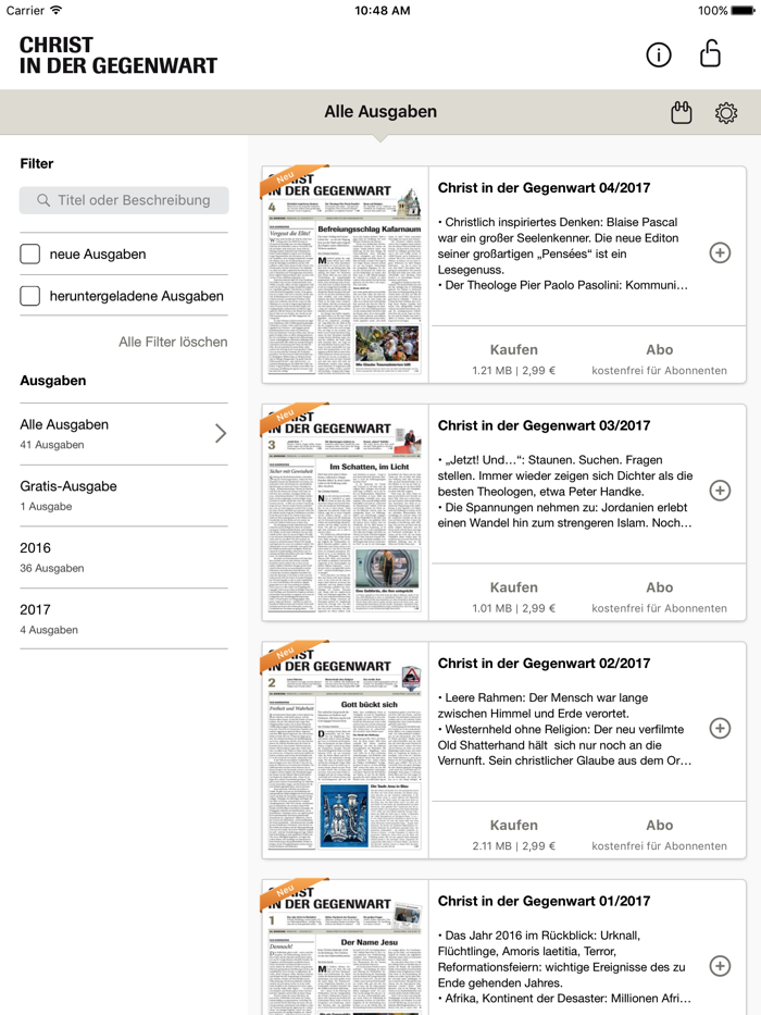 CHRIST IN DER GEGENWART