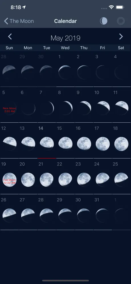 The Moon: Calendar Moon Phases