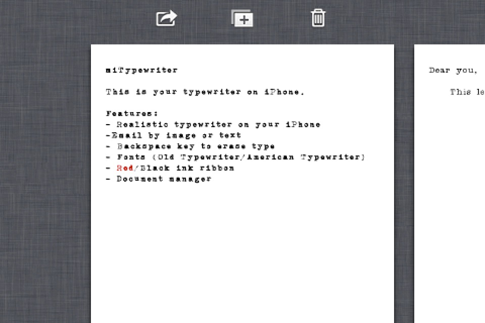 miTypewriter screenshot 2