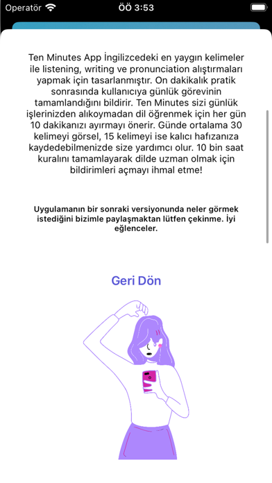 Turkish via English: TenMinute Screenshot