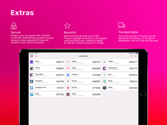 Toucan Authenticator iPad app afbeelding 5