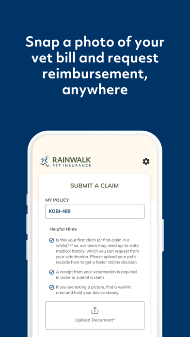 Rainwalk Pet Insurance Screenshot