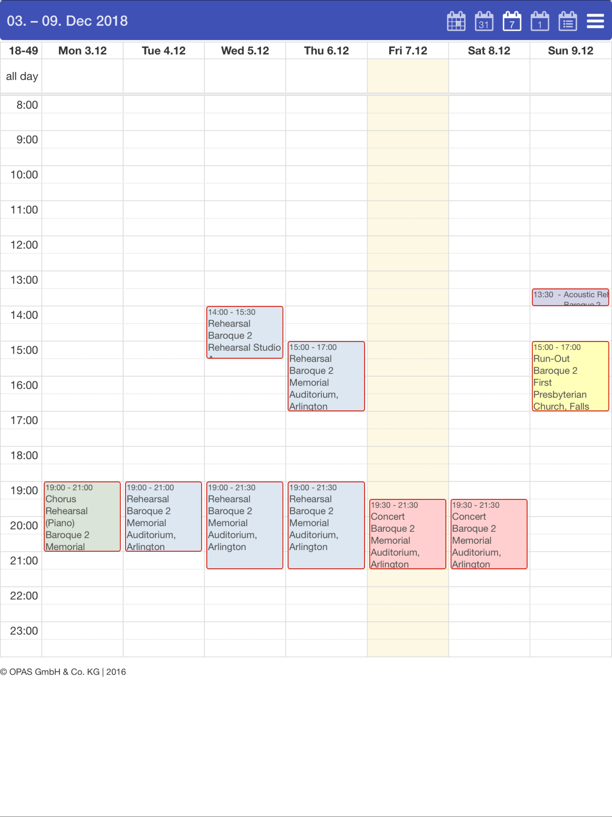 OPAS Calendar