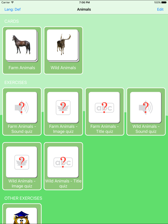 Animals Learning Cards