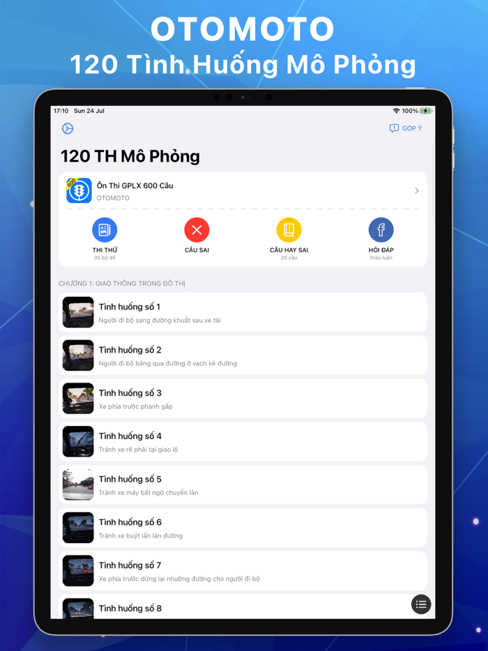 120 Câu Mô Phỏng GPLX OTOMOTO