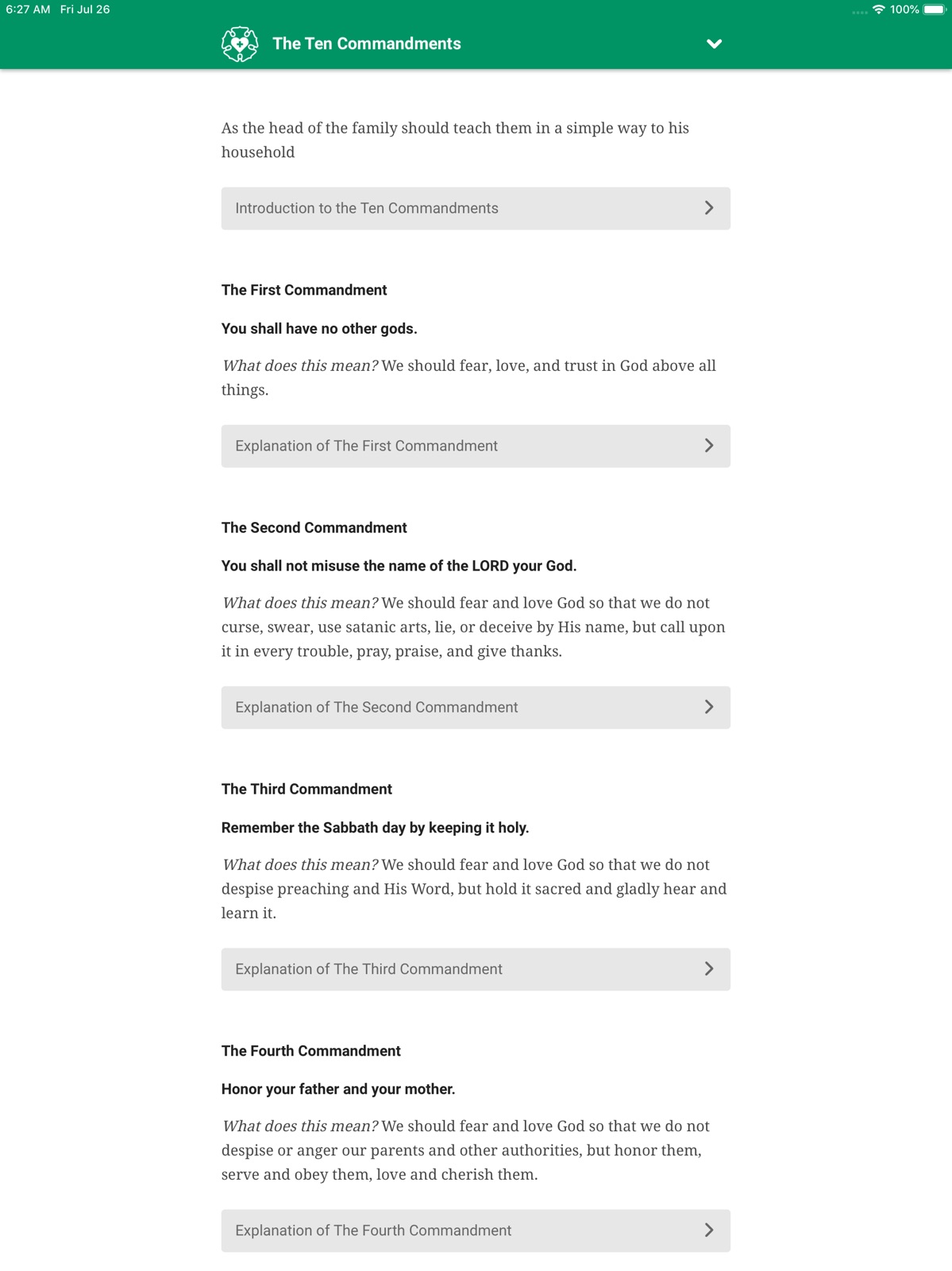 Luther's Small Catechism ipad screenshot 1