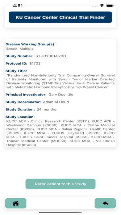 KUCC Clinical Trial Finder Screenshot