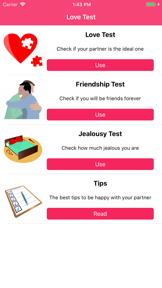 Love test compatibility screenshot