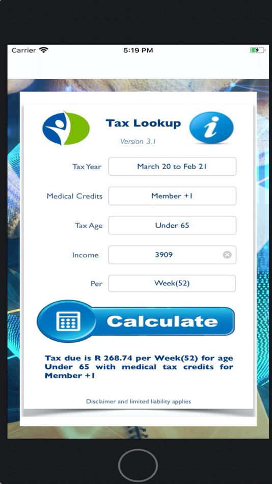 #1. TaxTool (iOS) Ved: PAYSLIP SOUTH AFRICA (PTY) LTD