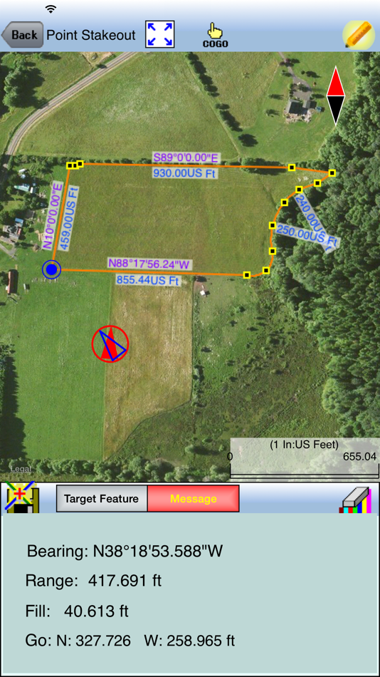 #4. Deed Calls - Grid - Stakeout (iOS) Podle: CORVALLIS MICROTECHNOLOGY, INC.