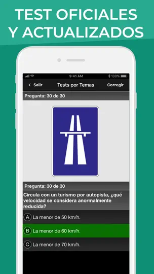 Captura de pantalla de Autoescuela Móvil. Test DGT en iPhone 4