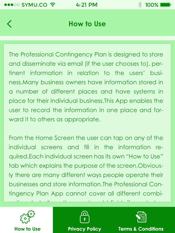 Contingency Plan-Professional iPad screenshot