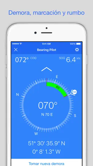 Captura de pantalla de Bearing Pilot en iPhone 1
