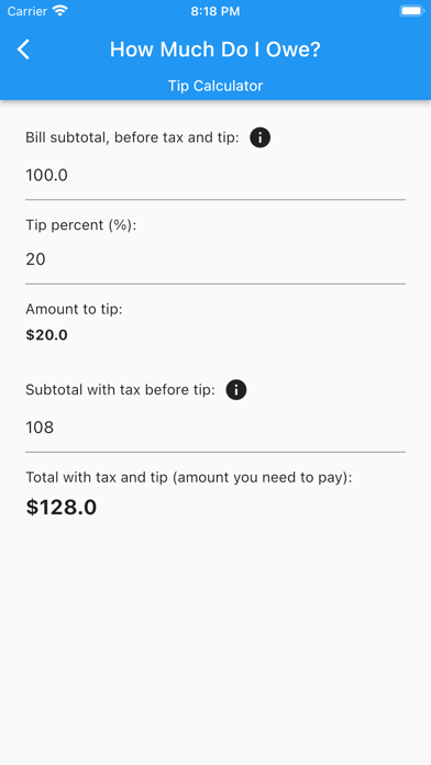 How Much Do I Owe? Screenshot