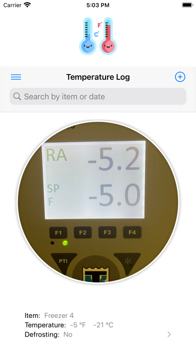 Temperature Log Screenshot