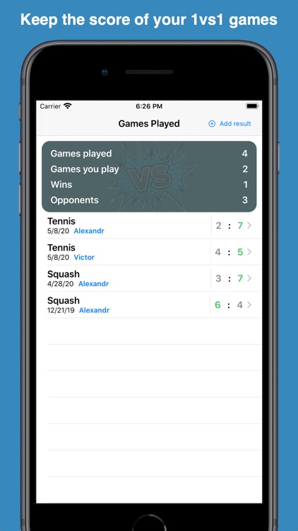 Score 1vs1: Keep Score