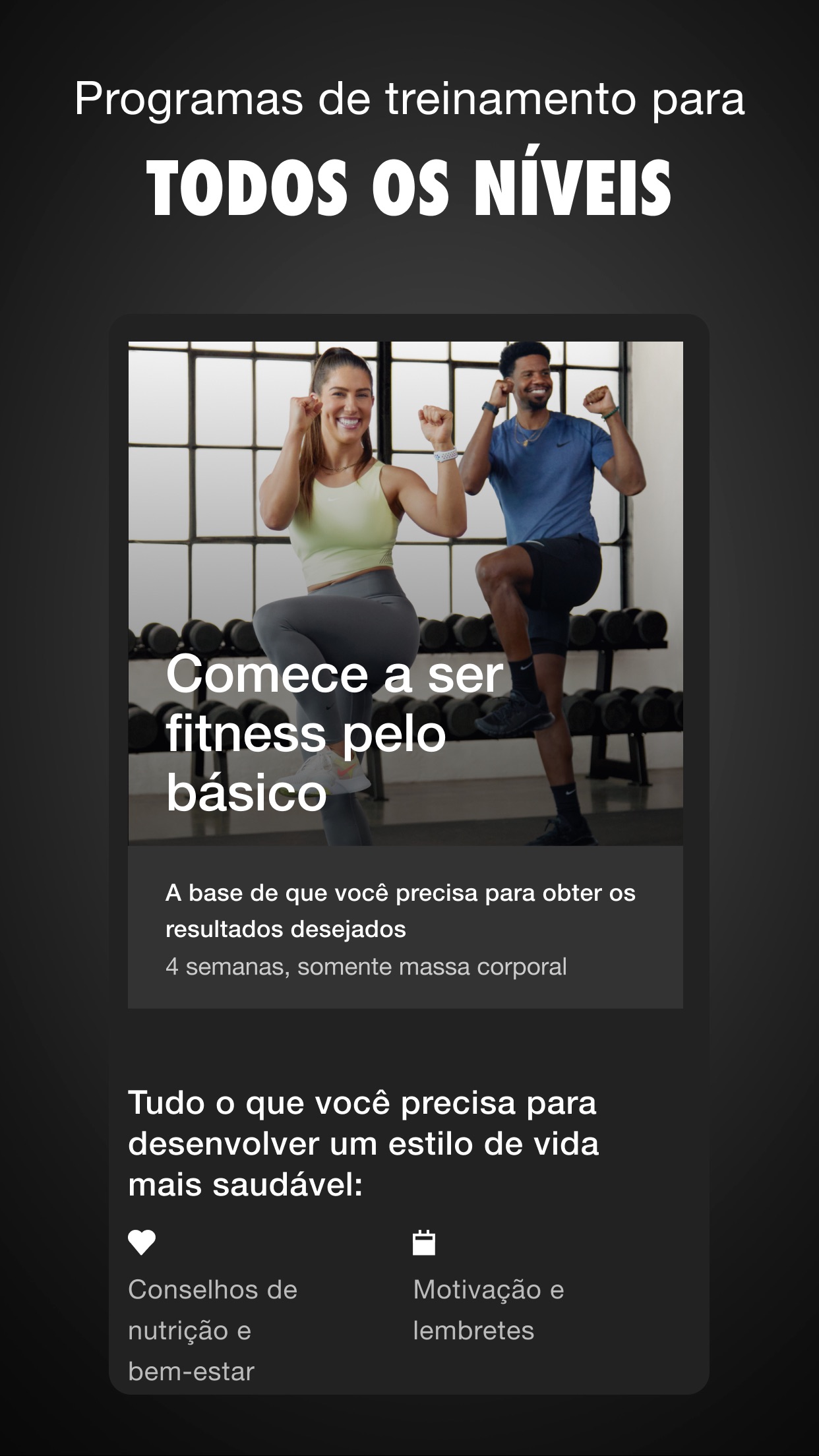 Screenshot do app Nike Training Club – Fitness