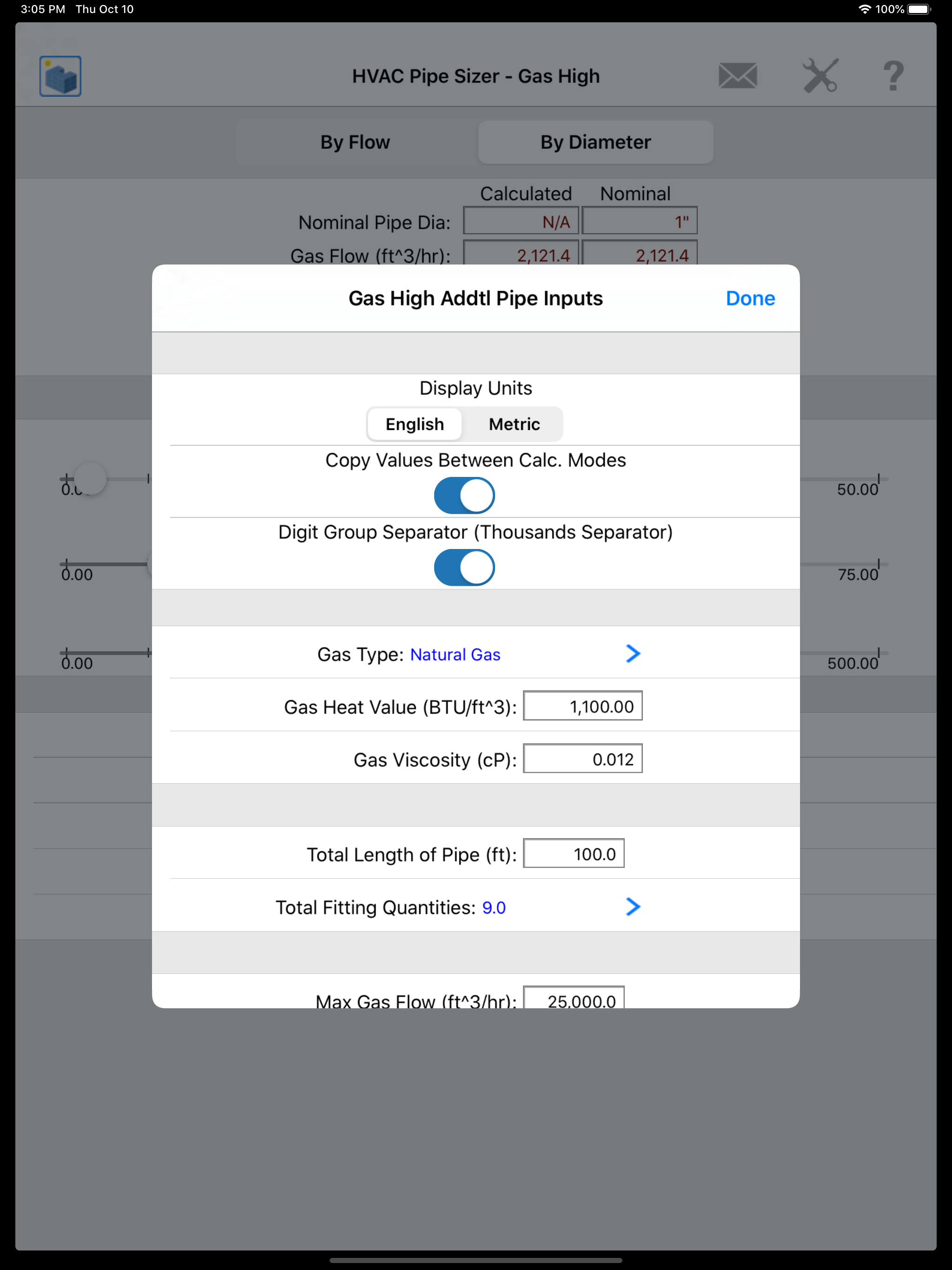 HVAC Pipe Sizer - Gas High screenshot 16