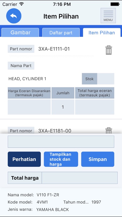 YAMAHA Parts Catalogue IDN screenshot-3