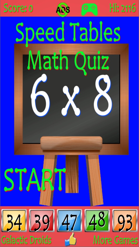 #1. Speed Tables Pro Math Quiz (iOS) By: Galatic Droids