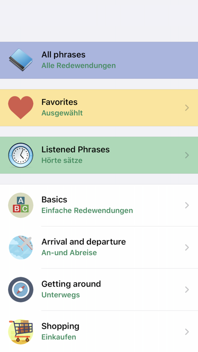 German Travel Phrases & Words Screenshot