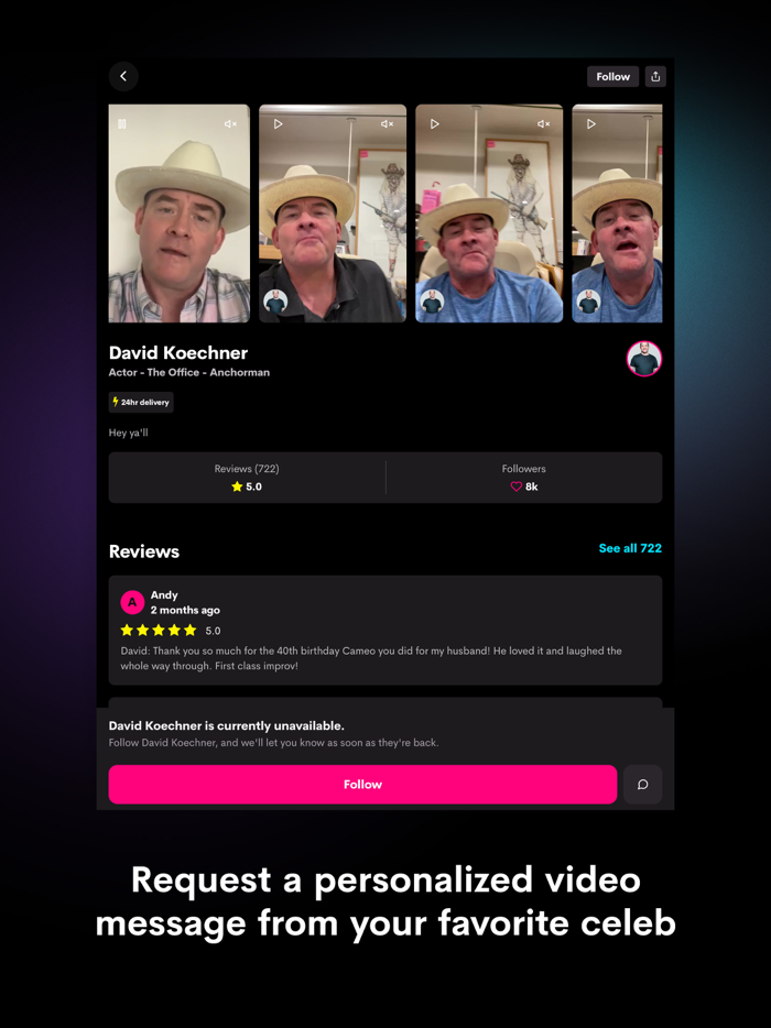 Cameo - Personal celeb videos
