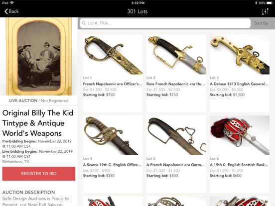 Sofe Design Auctions iPad screenshot 1 - Shopping app