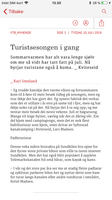 Vest-Telemark blad eAvis Screenshot